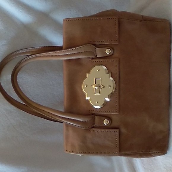 Cynthia Rowley brown genuine leather tote with striking gold hardware. - Picture 1 of 6